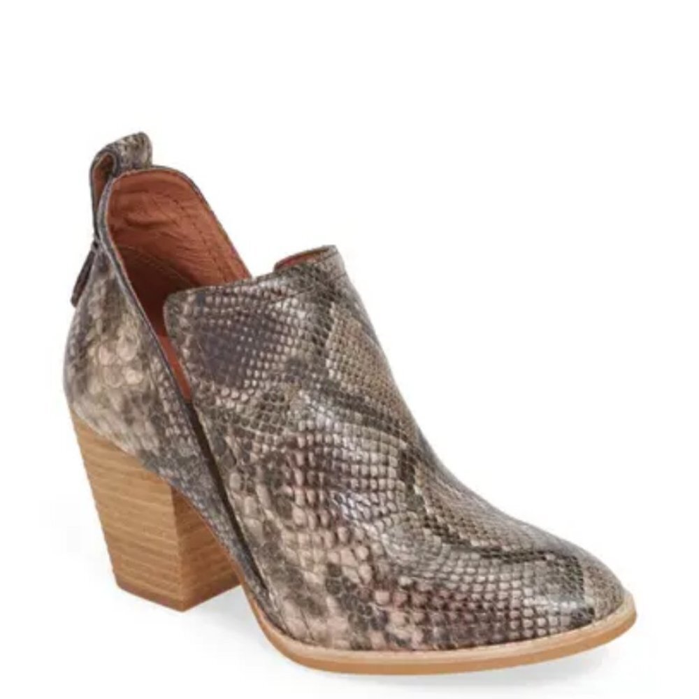Jeffrey Campbell Rowlan Bootie Taupe Snakeskin